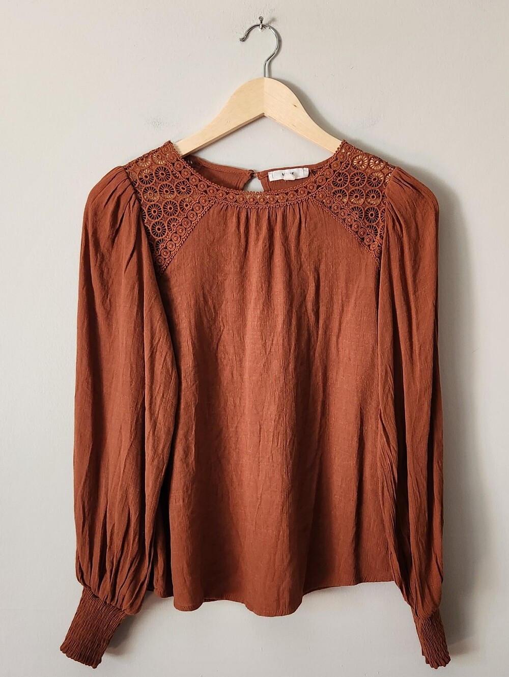 Boho-Style Blouse in Burnt Orange Sz S